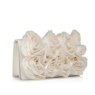 Bettina – Clutch – Crepe Satin – Bianco