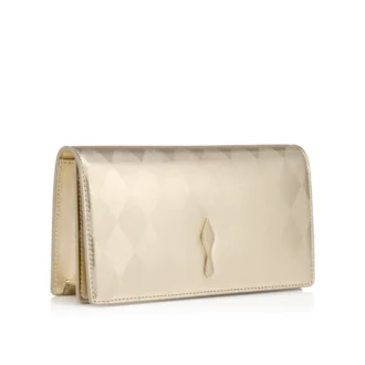 Bettina – Clutch – Diamantformet lamineret lammeskind – Lys platin