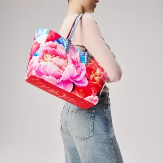 Cabata Small – Tote-taske – Kalveskind med pæon-print – Flerfarvet