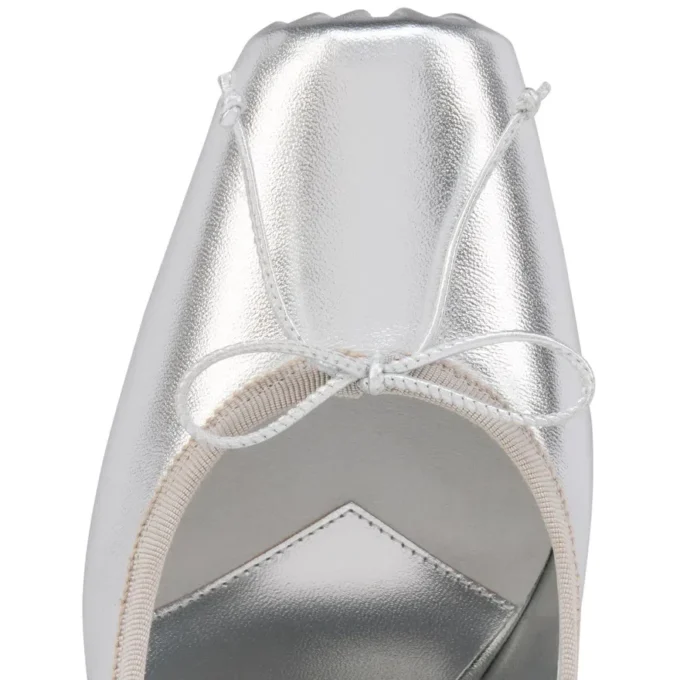 Cassia Mule – 100 mm mule – lamineret lammeskind – sølv – kvinder
