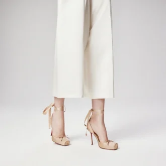 Cassia snøresko – 100 mm remsko – crepesatin – Nude 1 – kvinder