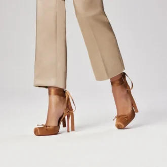 Cassia snøresko – 100 mm remsko – crepesatin – Nude 4 – kvinder
