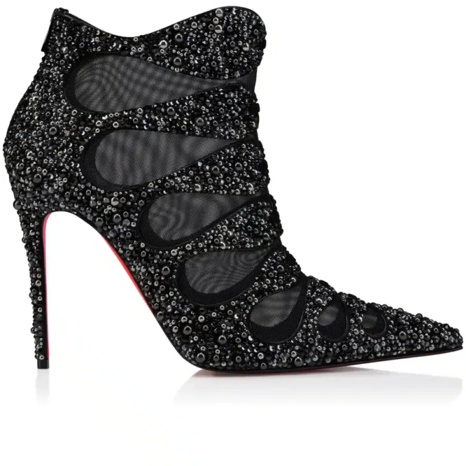 Circus Max Perla – 100 mm lave støvler – ruskind, mesh og strass – sort – kvinder Circus Max Perla – 100 mm lave støvler – ruskind, mesh og strass – sort – kvinder