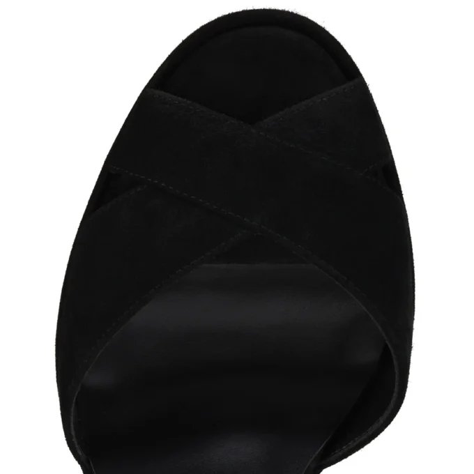 Cora – 100 mm sandaler – kalveskindsvelour – sort – kvinder