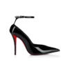 Erozee – 100 mm pumps med remme – lakeret kalveskind – sort – kvinder