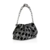 Eva Small – skuldertaske – Veau Velours og diamantformede strass – sort