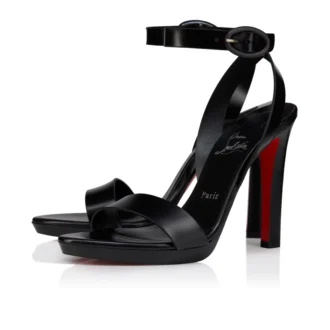Fanny Sandal – 120 mm remsandaler – patineret kalveskind – sort – kvinder