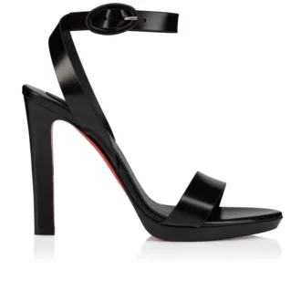 Fanny Sandal – 120 mm remsandaler – patineret kalveskind – sort – kvinder