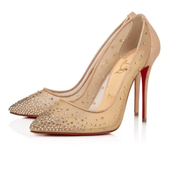 Follies Strass – 100 mm pumps – Mesh, ruskind og strass – Lys silke – Dame Follies Strass – 100 mm pumps – Mesh, ruskind og strass – Lys silke – Dame