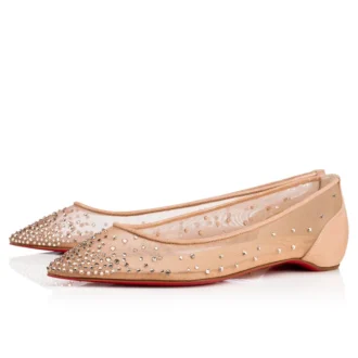 Follies Strass – Ballerinasko – Mesh, ruskind og strass – Lys silke – Dame