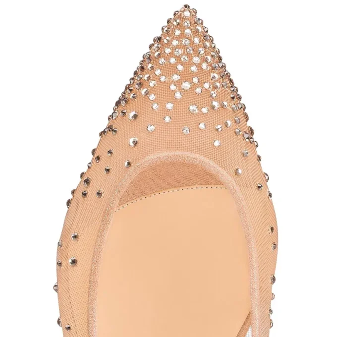 Follies Strass – Ballerinasko – Mesh, ruskind og strass – Lys silke – Dame Follies Strass – Ballerinasko – Mesh, ruskind og strass – Lys silke – Dame