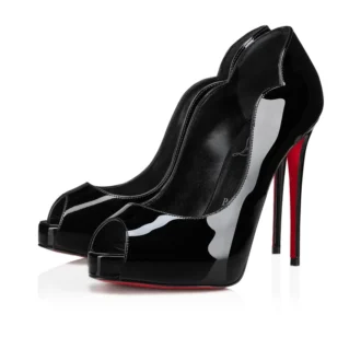 Hot Chick Alta – 120 mm pumps med åben tå – lakeret kalveskind – sort – kvinder Hot Chick Alta – 120 mm pumps med åben tå – lakeret kalveskind – sort – kvinder