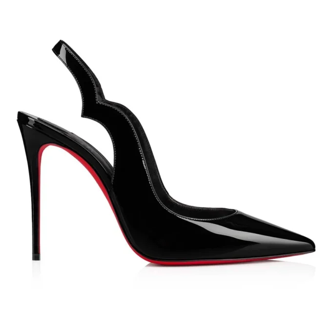 Hot Chick Sling – 100 mm slingback-pumps – laklæder – sort – kvinder