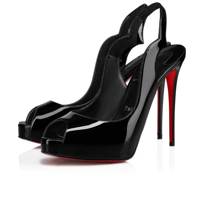 Hot Chick Sling Alta – 120 mm slingback-pumps – laklæder – sort – kvinder