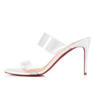 Just Nothing – 84 mm mule-sandaler – laklæder og PVC – hvid Just Nothing – 84 mm mule-sandaler – laklæder og PVC – hvid