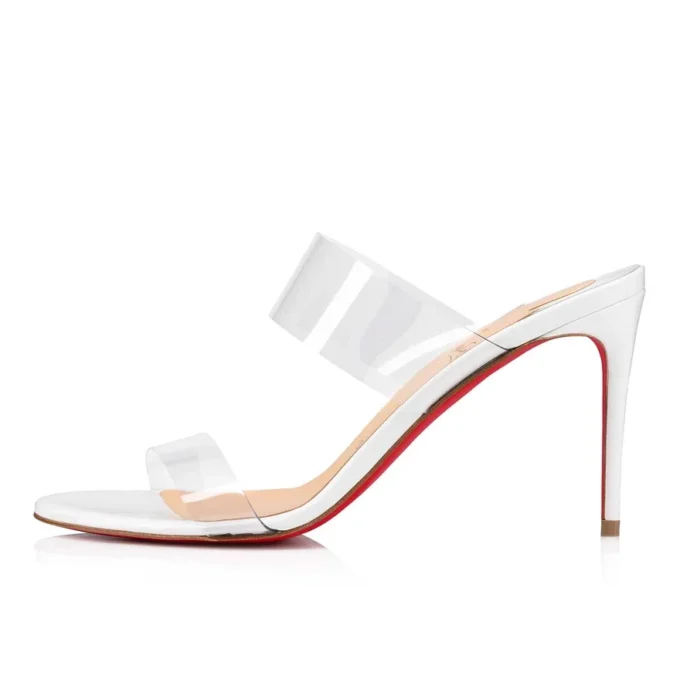 Just Nothing – 84 mm mule-sandaler – laklæder og PVC – hvid