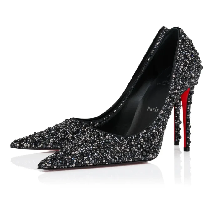 Kate Max Perla – 100 mm pumps – crepesatin, strass og perler – sort – kvinder Kate Max Perla – 100 mm pumps – crepesatin, strass og perler – sort – kvinder