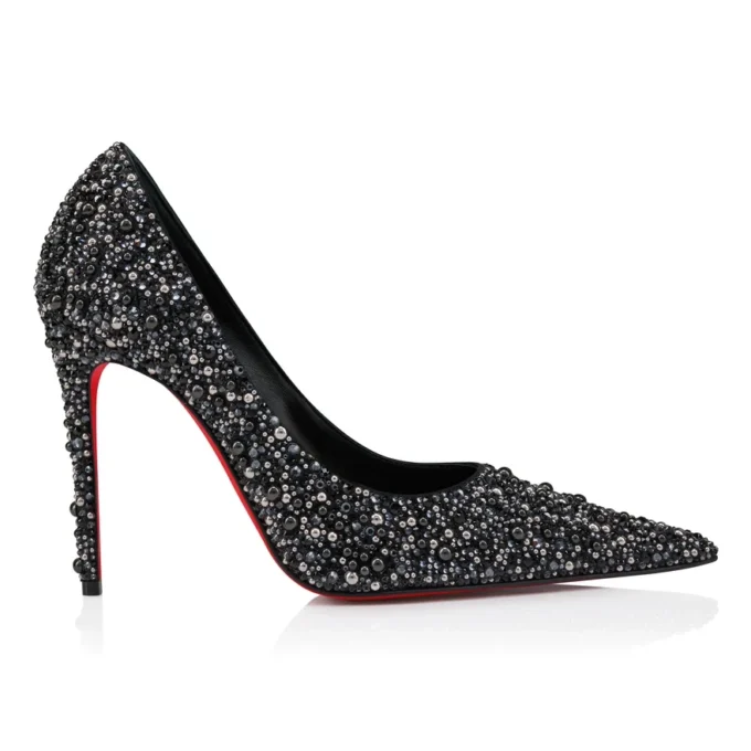 Kate Max Perla – 100 mm pumps – crepesatin, strass og perler – sort – kvinder Kate Max Perla – 100 mm pumps – crepesatin, strass og perler – sort – kvinder