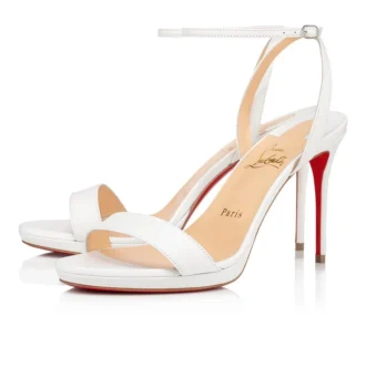Loubi Queen – 100 mm remsandaler – Nappalæder – Bianco – Dame Loubi Queen – 100 mm remsandaler – Nappalæder – Bianco – Dame
