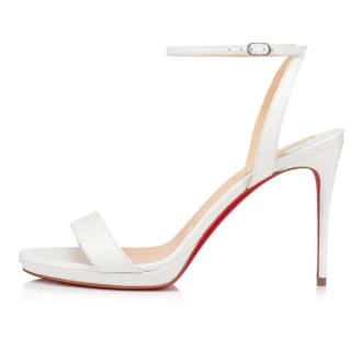 Loubi Queen – 100 mm remsandaler – Nappalæder – Bianco – Dame Loubi Queen – 100 mm remsandaler – Nappalæder – Bianco – Dame