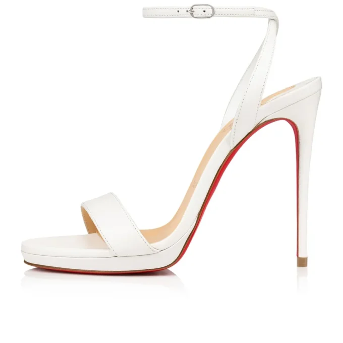 Loubi Queen – 120 mm sandaler – lammeskind – Bianco