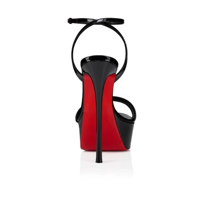 Loubi Queen Alta – 150 mm sandaler med remme – laklæder – sort – kvinder Loubi Queen Alta – 150 mm sandaler med remme – laklæder – sort – kvinder