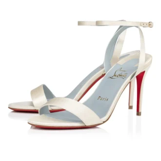 Loubigirl – 85 mm remsandaler – crepesatin – offwhite – kvinder Loubigirl – 85 mm remsandaler – crepesatin – offwhite – kvinder