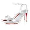 Loubigirl – 85 mm sandaler med remme – iriserende læder – sølv – kvinder