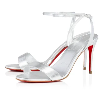 Loubigirl – 85 mm sandaler med remme – iriserende læder – sølv – kvinder Loubigirl – 85 mm sandaler med remme – iriserende læder – sølv – kvinder