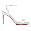 Loubigirl – 85 mm sandaler med remme – iriserende læder – sølv – kvinder