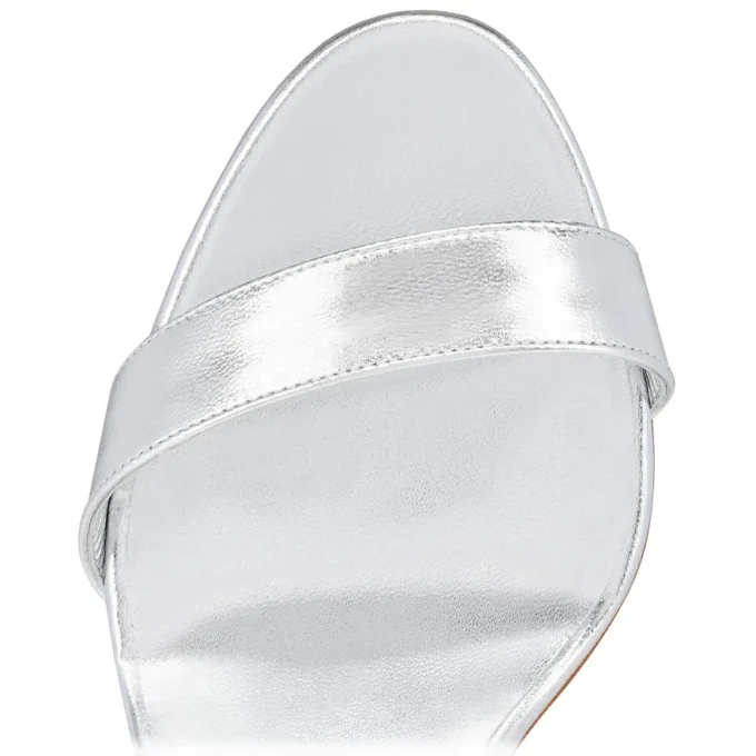 Loubigirl – 85 mm sandaler med remme – iriserende læder – sølv – kvinder