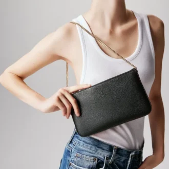 Loubila – Crossbody-taske – Kalveskind med struktur og glat kalveskind – Sort