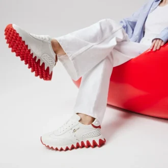 Loubishark – Sneakers – Kalveskind og neopren – Bianco – Dame