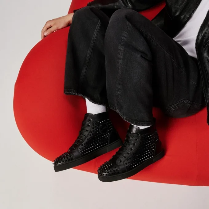 Louis – Høje Sneakers – Kalveskind og pigge – Sort – Herre