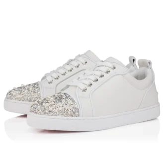 Louise Junior Perla – Sneakers – Krepsatin, kalveskind og perler – Hvid – Dame