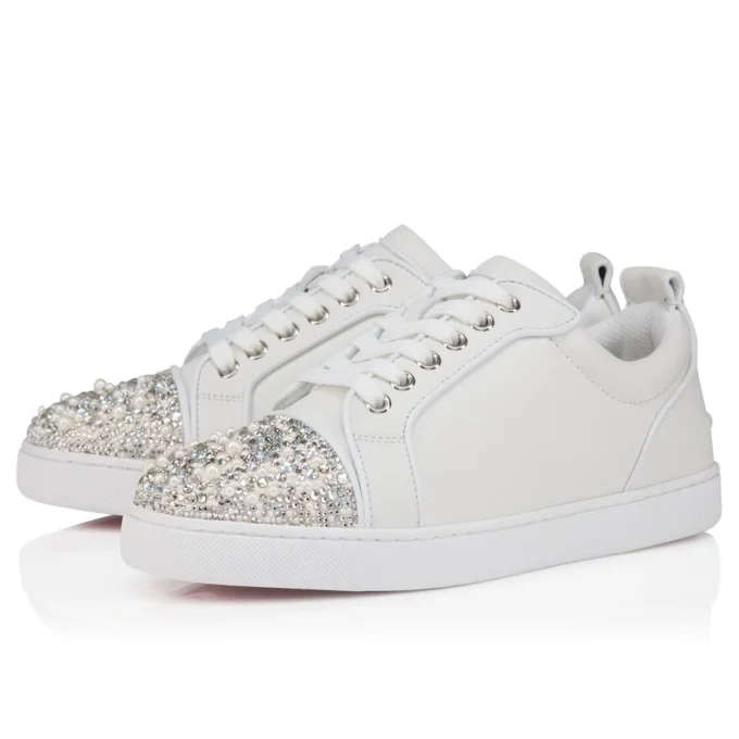 Louise Junior Perla – Sneakers – Krepsatin, kalveskind og perler – Hvid – Dame Louise Junior Perla – Sneakers – Krepsatin, kalveskind og perler – Hvid – Dame