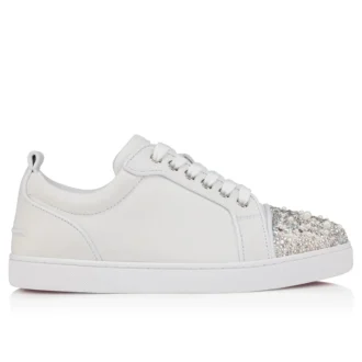 Louise Junior Perla – Sneakers – Krepsatin, kalveskind og perler – Hvid – Dame