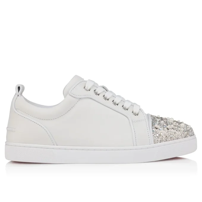 Louise Junior Perla – Sneakers – Krepsatin, kalveskind og perler – Hvid – Dame Louise Junior Perla – Sneakers – Krepsatin, kalveskind og perler – Hvid – Dame