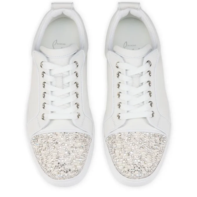 Louise Junior Perla – Sneakers – Krepsatin, kalveskind og perler – Hvid – Dame Louise Junior Perla – Sneakers – Krepsatin, kalveskind og perler – Hvid – Dame