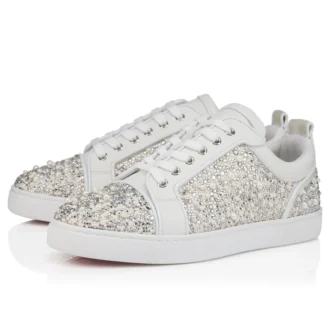 Louperla Jr – Sneakers – Krepsatin, kalveskind, strass og perler – Hvid – Herre Louperla Jr – Sneakers – Krepsatin, kalveskind, strass og perler – Hvid – Herre