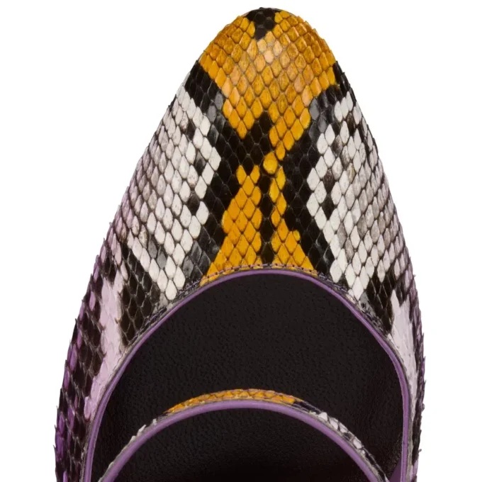 Mary Fannylove – 100 mm Mary Janes – Pythonlæder med farveovergang – Rhapsody Yellow – Dame