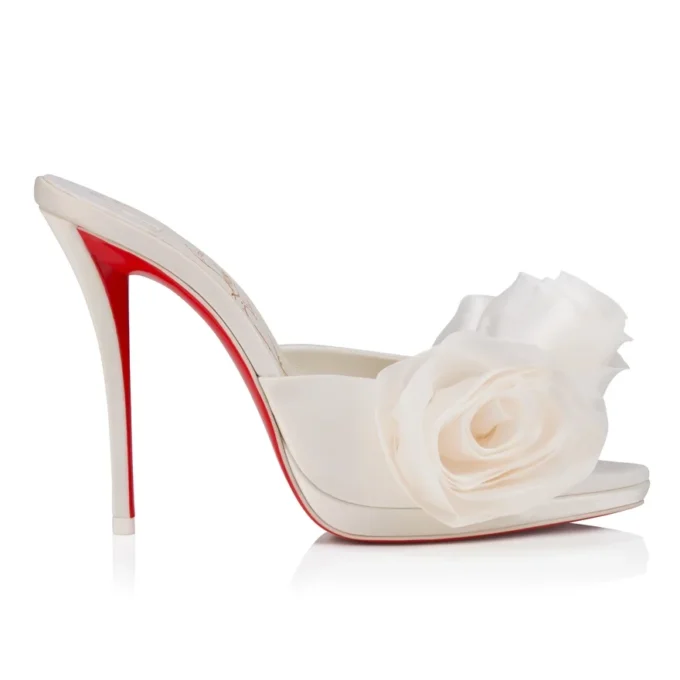 Mere Lachaise Mule – 120 mm mule – crepesatin – elfenben – kvinder