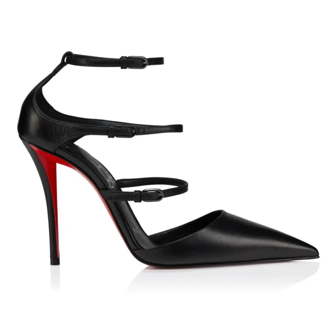 Milena – 100 mm pumps med remme – kalveskind – sort – kvinder