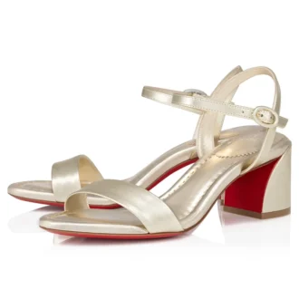 Miss Jane-sandal – 55 mm sandaler – iriserende nappalæder – platin – kvinder Miss Jane-sandal – 55 mm sandaler – iriserende nappalæder – platin – kvinder