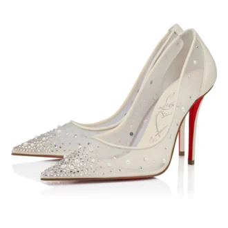 Miss Z Degrastrass Perla – 100 mm pumps – mesh, nappalæder, strass og perler – hvid – kvinder Miss Z Degrastrass Perla – 100 mm pumps – mesh, nappalæder, strass og perler – hvid – kvinder