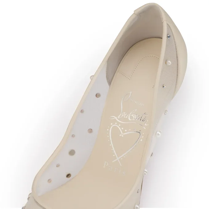 Miss Z Degrastrass Perla – 100 mm pumps – mesh, nappalæder, strass og perler – hvid – kvinder Miss Z Degrastrass Perla – 100 mm pumps – mesh, nappalæder, strass og perler – hvid – kvinder