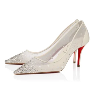 Miss Z Degrastrass Perla – 80 mm pumps – mesh, nappalæder, strass og perler – Bianco – Dame Miss Z Degrastrass Perla – 80 mm pumps – mesh, nappalæder, strass og perler – Bianco – Dame