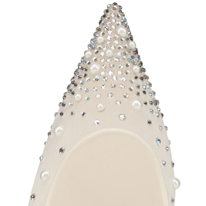 Miss Z Degrastrass Perla – 80 mm pumps – mesh, nappalæder, strass og perler – Bianco – Dame Miss Z Degrastrass Perla – 80 mm pumps – mesh, nappalæder, strass og perler – Bianco – Dame