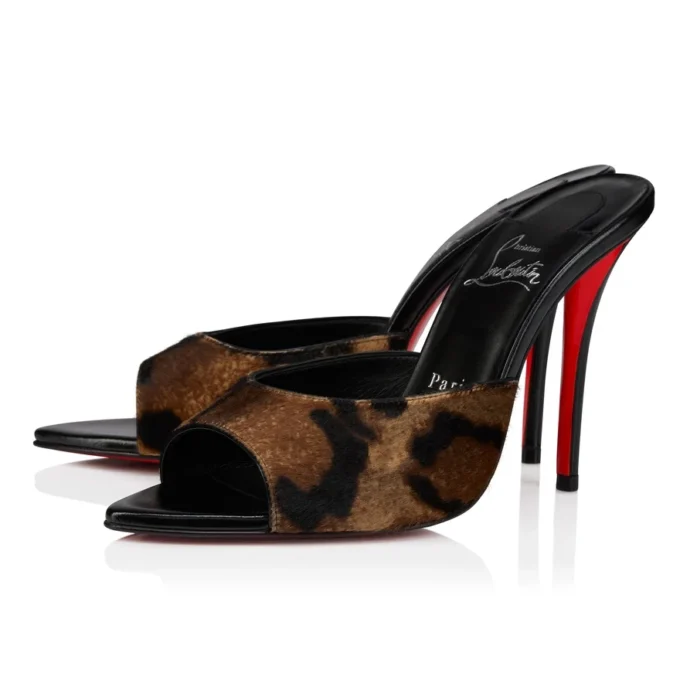 Miss Z Mule – 100 mm mule – ‘Bengali’-printet håret kalveskind, gedeskind og blankt læder – Brun – Dame Miss Z Mule – 100 mm mule – ‘Bengali’-printet håret kalveskind, gedeskind og blankt læder – Brun – Dame