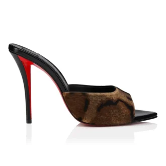Miss Z Mule – 100 mm mule – ‘Bengali’-printet håret kalveskind, gedeskind og blankt læder – Brun – Dame Miss Z Mule – 100 mm mule – ‘Bengali’-printet håret kalveskind, gedeskind og blankt læder – Brun – Dame